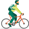Illustration eines Radfahrers mit Rucksack und Helm